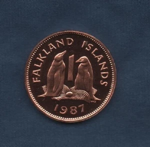 ISOLE FALKLAND 1987 MONETA DA 1 PENCE FIOR DI CONIO - Picture 1 of 2