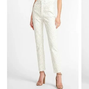 Pantalones de mezclilla ajustados Express Súper Cintura Alta con Estampado de Cebra 14 - Imagen 1 de 3