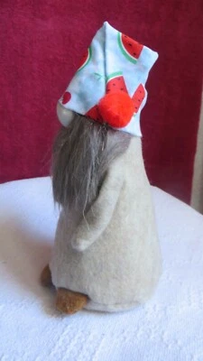  New Unique Handmade Gnome Free Standing Watermelon Theme 9" - Image 1 of 4