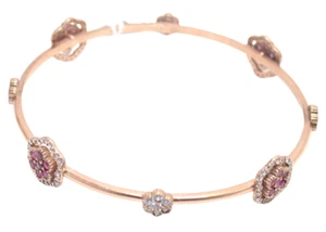 Kada Bangle Rose Gold Rhodium 925 Sterling Silver Ruby Gem Stone & Zircon F590 - Picture 1 of 8