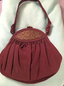 Vintage ?1940’s Beaded Brown Evening Bag - Picture 1 of 11