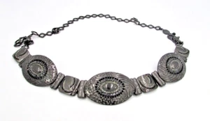 Chico's Gunmetal Medallion Rhinestone Belt Metal Clasp Closure One Size Boho - Picture 1 of 4