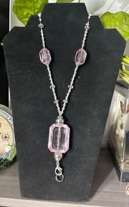 Abzeichen Ausweis Halter Schlüsselband aus Glas, Swarovski Kristall Perlen 36" - Bild 1 von 5