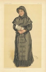 VANITY FAIR SPY CARTOON Mrs Georgina Weldon 'Mrs Weldon' Ladies 1884 old print - Picture 1 of 2