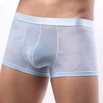 Breathable New Men's Underwear Ice Silk Boxer Panties U Convex Sexy Transparent - Image 1 of 4