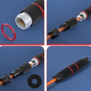 2Pcs RJ45 Docking Connector Ethernet Network Straight-through Waterproof Header - Photo 1/14