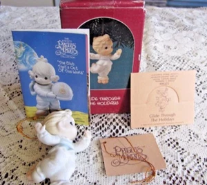 1990 Precious Moments "Glide Through The Holidays"  Christmas Miniature Ornament - Picture 1 of 12
