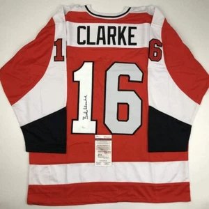 Autographed/Signed BOBBY BOB CLARKE Philadelphia Orange Hockey Jersey JSA COA - Picture 1 of 4