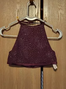 Victoria's Secret High Neck Ruby Wine Metallic Silver Halter Bralette Bra Size M - Picture 1 of 14