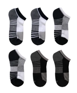 Boys Athletic Works Socks 6 Pack No Show NIP S Shoe Size 4.5-8.5 Gray Black Wh - Picture 1 of 1