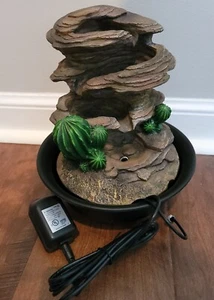 SereneLife 3-Tier Waterfall Electric Water Fountain Decor w/ LED Indoor Outdoor - Picture 1 of 11