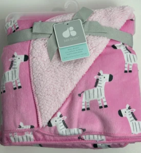HTF nuovo con etichette Just Born rosa scuro chiaro zebrato velluto sherpa peluche coperta bambina - Foto 1 di 5