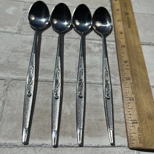 Lot of 4 VINTAGE Carlton Stainless Flatware Iced Tea Spoons - Picture 1 of 8
