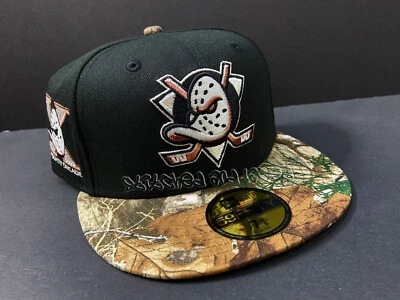 EXCLUSIVE ANAHEIM MIGHTY DUCKS FITTED HAT REAL TREE CAMO CLUB DECADE PATCH 7 5/8 - Image 1 of 4