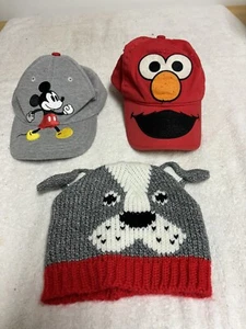 Mixed Lot Of 3 Youth Kids Hats, Beanie, Caps🧢Disney, Mickey Mouse, Elmo, Carter - Picture 1 of 19