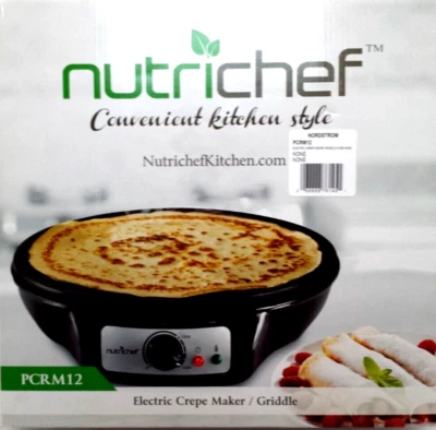 NEW SEALED NUTRICHEF CONVENIENT KITCHEN STYLE ELECTRIC CREPE MAKER/GRIDDLE ~ 12" - Изображение 1 из 4