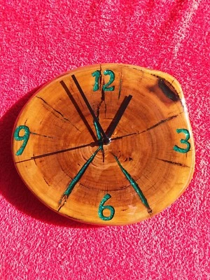 Wall Clock Handmade Epoxy Resin Art Hardwood Live Edge - Image 1 of 4