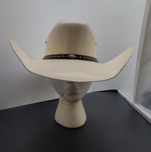 Justin 20X Black Hills Straw Cowboy Hat Cattleman Crown Crease. Size 56/7 - Picture 1 of 12