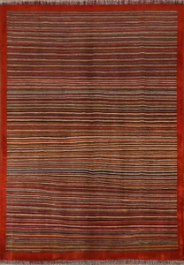 Elegant Handcrafted Gabbeh Striped Wool Rug - Limited Edition" 5x6 ft - Picture 1 of 19