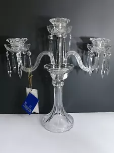 Candelabro cristalino hecho en Eslovaquia 3 brazos con prismas de cristal - Imagen 1 de 6