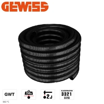 GEWISS Wellrohr Leerrohr Flexrohr schwarz Kunststoff 750N M16 M20 M25 M32 M40