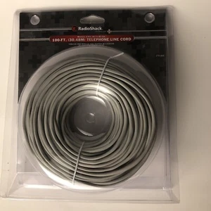 RadioShack 100-ft (30.48 Meters) Telephone RJ11/RJ14 Line Cord. Gray, Brand New! - Picture 1 of 5