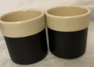 Hornsea Ebony 2 Egg Cups Michael Hunt Vintage 1980’s Black & Cream - Picture 1 of 3