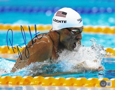 Foto assinada por Ryan Lochte 8x10 BAS autografada medalhas olímpicas natação 29 - Imagem 1 de 2