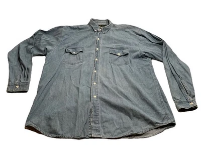 Vintage Y2K Denim Western Shirt XXLT Ranchwear Cowboy Workwear Stonewash Blue - Image 1 of 4