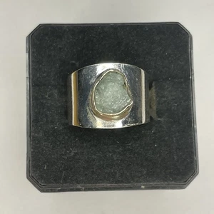 Vintage 925 Sterling Silver Raw Aquamarine Light Blue Stone Ring 4.3 Grams Sz 7 - Picture 1 of 3