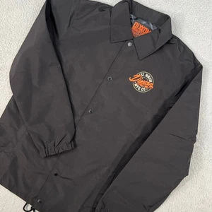 Dixxon Jacket Mens Large Black Orange Button Snap Coaches MFG Badge Graphic - Picture 1 of 11