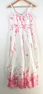 Esprit dress womens 8 maxi white floral sleeveless cotton 122754 - Image 1 of 4