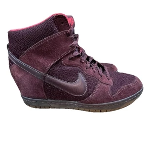Nike Dunk Sky Hi Wedge Heel Sneakers 10 Burgundy Maroon 644877-601 - Picture 1 of 9