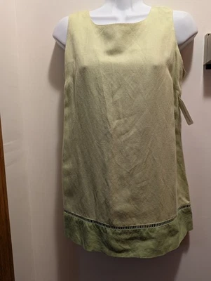 Blusa Maternidad Pequeña Verde Claro Maternidad Sin Mangas Mezcla de Lino con Corbata Trasera Foto 1 de 4