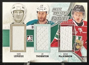 2013-14 ITG Draft Prospects Mario Lemieux Joe Thornton Nathan MacKinnon Jersey - Picture 1 of 2