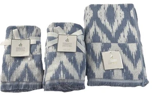 Deborah Connolly 5Pc Blue/White 1 Bath 2 Hand 2 Tip Bathroom Towels Thick NEW! - Picture 1 of 6
