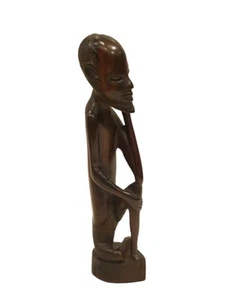 SCULTURA AFRICANA IN EBANO STATUETTA IL PENSATORE - Foto 1 di 9