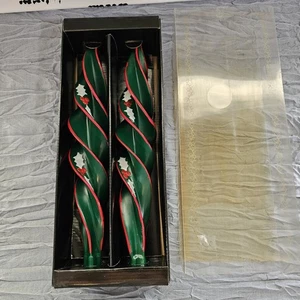 Vintage 12" unbenutzte spiralförmige grüne Weihnachtskerzenständer in Packung, Empire Candle - Bild 1 von 12