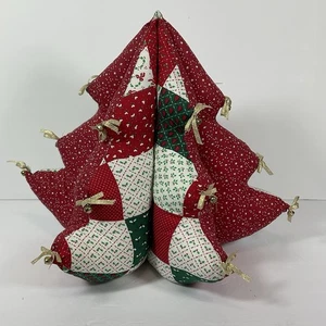 Albero di Natale Vintage Fatto a Mano 3D Morbido Peluche Tessuto Rosso Verde Bianco  - Foto 1 di 10