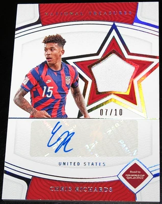 2022 National Treasures WC Chris Richards Star Swatch Signatures Auto GOLD # /10 - Image 1 of 3