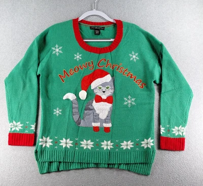 Suéteres de Navidad de Estados Unidos para mujer talla L verde maullido Navidad Foto 1 de 4