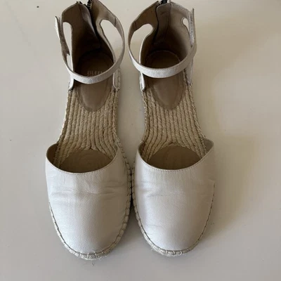 Eileen Fisher Marfil Lala Alpargata Cuero Correa al Tobillo Plana Talla 10 Foto 1 de 4