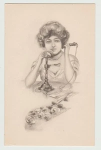 On the Phone, Gibson Girl, Art Neuvo, Romance. - Picture 1 of 2