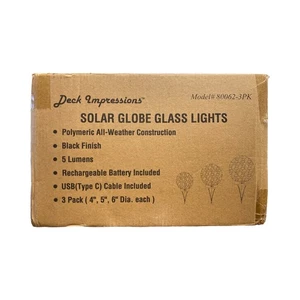 Deck Impressions Rechargeable Crackle Globe Solar/Battery Operated LED Light 3pk - Picture 1 of 1