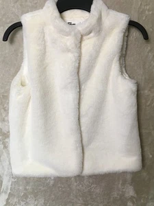 Epic Threads Vest Girls Youth Sz. Large Ivory Faux Fur Button Up - Picture 1 of 6