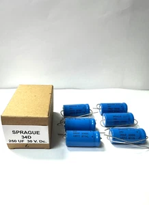 BOX OF 6 NEW SPRAGUE  250 UF 30 V. Dc. 34D CAPACITOR - Picture 1 of 5