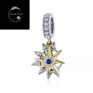 Sterling Silver 925 Charm Sun Star Moon Pendant Dangle Family Friend Wife Mum - Picture 1 of 7