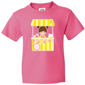 Inktastic Girl With A Lemonade Stand Youth T-Shirt Brunette Beverage Summer Tee - Picture 1 of 6