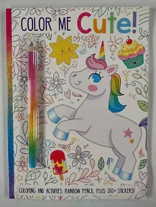 Color Me Cute! Coloring Book with Rainbow Pencil, 30+ Stickers, Ages 3+ - Picture 1 of 8