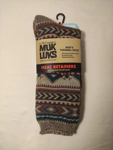 Muk Luks Heat Retainers Mens Thermal Insulated Socks Sz 10-13 NEW Brown Aztec - Picture 1 of 3